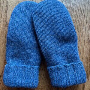 Felted Wool Handcrafted Mittens from Repurposed J Crew Sweater - Denim Heather